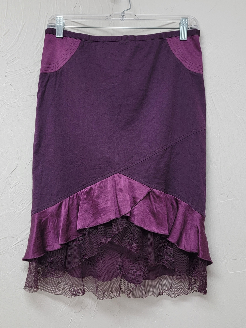 Tom K Nguyen Skirt 2 Lace Satin Trim Whimsigoth Witchy Fairy Grunge Career Boho